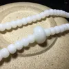 Hilo de Jade blanco, raíz de Bodhi, cadena de mano, 108 cuentas de Buda, pulsera, collar, anillo para correr de tres eslabones de loto