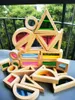 Crianças montessori brinquedo de madeira sensorial arco-íris espelho blocos de borracha sólida empilhamento acrílico construção empilhador educacional jogar 240124