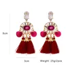 Dangle Earrings Classic Ethnic Red Tassel Drop Boho Round Crystal Charm Jewelry Accessories for Women 2024 Summer Trend Pendant