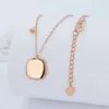 Chaînes Véritable Pure 18K Rose Gold Chain Femmes Lucky Brillant Square Pendentif O Link Collier 2.65-2.78g