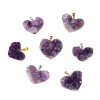 Natural Amethyst Cluster Crystal Pendant Love Gift Chakra Healing Reiki Mineral Quartz Energy Rough Stone Necklace with leather tt0205