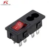 Ceiling Lights 4pcs Power Rocker Switch & Socket Connector With 3 Pin Or 4 Panel Mount Adapters