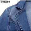 WTEMPO Women One Button Up Jean Coat Durable Plus Size Cardigan Ladies Mid Washed Denim Biker Jackets Spring Autumn Blazer 240119