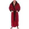 Homens sleepwear homens roupão homem manga longa inverno quente nightwear casual flanela robe de pelúcia masculino banho camisola