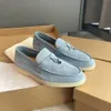 Luxury Casual Shoes Flats Loro Charms Walk Embellished Suede Loafers Mens Low Top Flat Slip On Comfort Shoe Size 38-45 Chaussure Schuhe