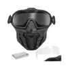 Radfahren Caps Masken 2 Objektiv Taktische Fl Gesichtsmaske mit Mikroventilator Anti Nebel Jagd Schießen Militär Kampf Airsoft Paintball Brille Dhrlr