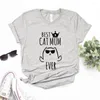 Женские футболки с принтом «кошка-мама», женские футболки, хлопковая повседневная забавная рубашка для леди, топ для девочек, хипстерская футболка FS-592