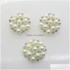 Rhinestones 50Pcs 22Mm Round Pearl Button Wedding Decoration Diy Buckles Accessory Sier Golden306O Drop Delivery Jewelry Dhjip