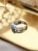 Кольца кластера Трехслойное женское кольцо из чистого серебра 925 пробы, украшенное 3 синими опалами в форме сердца, сладкий романтический стиль для свиданий пар