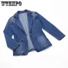 WTEMPO Women One Button Up Jean Coat Durable Plus Size Cardigan Ladies Mid Washed Denim Biker Jackets Spring Autumn Blazer 240119