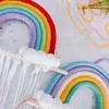 Dekorativa figurer Rainbow Hair Clips Lagringsarrangörer Bågar Holder Kawaii Rumsdekor Macrame Hemvägg hängande dekorationer gåva för