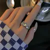 Cluster Ringen GUFTM Kpop Gothic Zilver Kleur Maansteen Ring Voor Vrouwen Meisjes Vintage Y2K Crystal Open Punk Geometrie Partij Sieraden