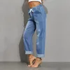 Ladies PullOn Drawstring Joggers Casual Jeans For Women Straight Pants 240127