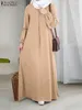 Etnische kleding ZANZEA Mode Moslim Abaya Hijab Jurk Vrouwen Casual Pailletten Zonnejurk Effen Feestvakantie Vestido Lange Mouw Islamitisch