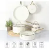 Köksredskap sätter Martha Stewart Lockton Premium nonstick PFA Free Ceramic Interior 10 Piece Heavy Gauge Emamel Aluminium Pots Pans Set