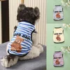 Hundkläder husdjur väst söt randig nallebjörn mönster kläder blommor bekväm sommar tunn andas liten t-shirt