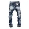 Jeans da uomo Slim Hip Hop Y2k Pantaloni in denim di marca di moda Teschi classici Pantaloni di alta qualità di lusso per