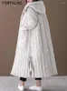 女性のトレンチコート冬の綿パッド服女性コート2024長いゆるい女性フード付きパッド入り衣服大きなポケットパーカー