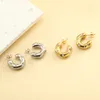 Hoop örhängen rostfritt stål C form guldfärg silver för kvinnor geometriska öronringar inlay zirkon på koreanska