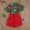 Ensembles de vêtements Ceeniu enfants garçons tenue de noël chemises de noël jarretelles shorts rouges bébé année costume pour enfants vêtements