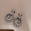Dangle Earrings EVACANDIS Teardrop Lace Flower Crystal Handmade Gold Plated Drop For Women Zircon S925 Sterling Silver Needle