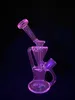 handmade waterpipe colored with uv pink 14mm joint recycle and ash catcher nice style smoking welcome to order