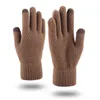 Одноразовые перчатки зимние для мужчин и женщин, улучшенные экраны, противоскользящие силиконовые гелевые эластичные манжеты, термомягкие вязаные перчатки из полиэстера