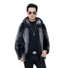 Snowy Mountain Gray Mens Menk Skin Coat Coat بالكامل مصمم مقنعين سميك ودافئ Haining WJWF