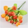 Dried Flowers Autumn 15 Headsbouquet Small Bud Roses Bract Silk Artificial Flower Diy Wedding Home Christmas Decor Floral Gifts Po P Dh6Mh