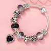 أساور سحر My Love Black Heart Star في Night Beads Bracelet مع علامة أزياء قلادة Fit For Women Gift