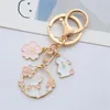 Keychains Ncee Cartoon Sakura Rabbit Keychain for Girls Women Cat Pendant Ryggsäck Keyring Charm Car Female Gift