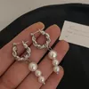 Brincos de pérolas pingentes de metal estilo europeu americano personalidade moda ms meninas acessórios de casamento de viagem