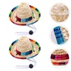 Dog Apparel Hawaiian Costume Pet Straw Hats Adjustable Chin Strap Cute Sun Hat Funny Mexican Party Po Prop Sombrero
