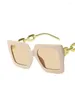 Gafas de sol 2024 Retro cuadrado personalizado marco de gran tamaño cadena mujeres moda Vintage gafas de sol Lunette De Soleil Femme