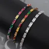 Charm Bracelets Women's Tennis CZ Zircon Rainbow Bracelet For Women Luxury Multicolor Crystal Couple Jewelry Gifts Pulseras Femme