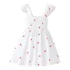 Flickaklänningar Citgeesummer Kids Toddler Dress Fly Sleeve Print A-Line White Casual Clothing Cloth