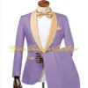 Мужской свадебный костюм, жаккардовый смокинг с шалевым воротником цвета шампанского, смокинг для жениха, куртка, брюки, галстук-бабочка, комплект из 3 предметов, костюмы для мужчин