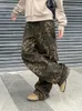Pantaloni da donna HOUZHOU Tan Leopard Cargo Donna Pantaloni larghi oversize femminili Streetwear Hip Hop Abiti vintage Casual larghi