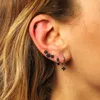 Hoop Earrings 925 Sterling Silver Ear Buckles Fashion Black Crystal Pendant High Quality Women's Jewelry Gifts