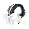 Hair Accessories Cloth Maid Lolita Cosplay Hoop Make Up Band Ruffles Lace Headband Women Korea Style