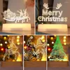 Lampade da tavolo Natale 3D acrilico luce LED 2024 Babbo Natale alce lampada decorativa per la casa camera da letto lucine