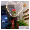 Décoration de fête LED Bobo Ballon Clignotant Lumière En Forme De Coeur Rose Fleur Boule Transparent Mariage Saint Valentin Cadeau Fy3981 B1018 Dhgc9