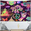 Tapisserier Psychedelic Mushroom Mandala Tapestry Wall Hanging Bohemian Gypsy Tapiz Witchcraft