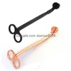 Tesoura de aço inoxidável snuffers vela pavio trimmer rosa cortador de ouro lâmpada de óleo guarnição scissor bh2367 gota entrega casa ferramentas de jardim h dhff7