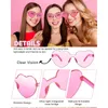 Love Heart Shape Sunglasses for Women Pink Rimless Glasses Transparent Party Sunglasses Bachelorette Wedding Gift for Guests 240118