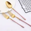 Geschirr Sets Gabel 18/10 Besteck Löffel 5 teile/satz Edelstahl Matte Set Dessert Schwarz Küche Geschirr Messer Stahl Gold