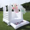 10ft White Bouncy Castle Family Mini Bounce House PVC Uppblåsbar hoppstopp med bollgrop för barn Blåsare Böj Backyard 240127