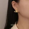 Planet Earring Designer Viviane for Woman Vivienenwestwoods Empress Dowager of the West Saturn Honeycomb Earrings Female Outlier Design High Grade Colored Zircon