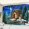 Tapestries Year Christmas Decoration Snow House Nature Cat Tapestry Kawaii Decor Wall Hanging Psychedelic Hippie Aesthetic Home