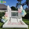 US Stock Fast 13 X 8 Kids Party White Bounce House With Slide Ball Pit Air Blower Jumping Outdoor 240127